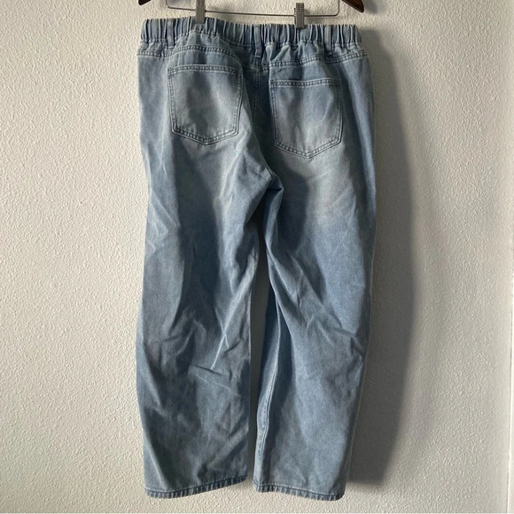 Drawstring High Waist Distress Jeans Fade Pants Pull On 2XL (14/16) Trendy NWT - Picture 13 of 14